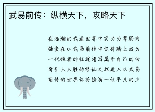 武易前传：纵横天下，攻略天下